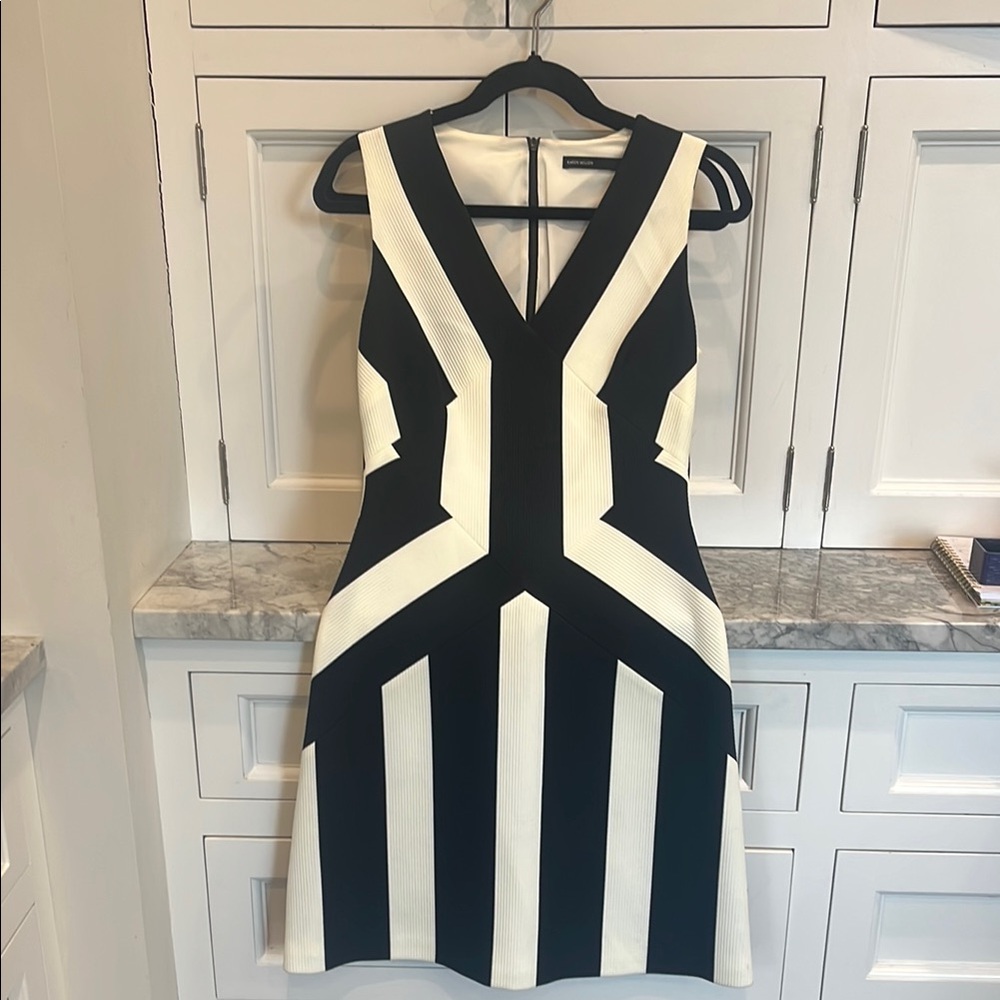 Karen Millen Black and White Sheath Mini Dress